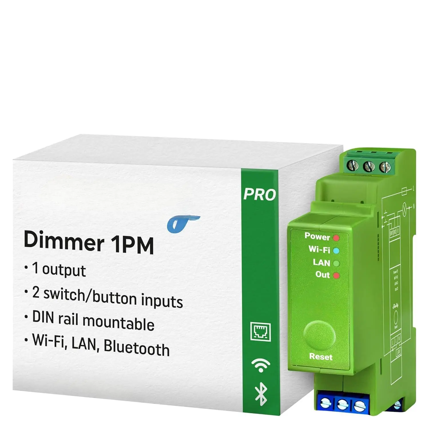 Pro Dimmer 1PM |  & LAN 1-  Dimmer with Power Metering |  Automation |  Gateway | DIN Rail | Compatible with Alexa &   | Dimmable Lights