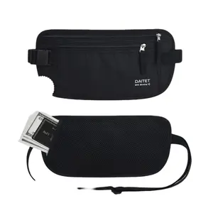 Money Belt - Passport Holder Secure Hidden Travel Wallet with RFID Blocking, Undercover Fanny Pack (Black)