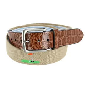 Greg Norman Men's Fabric Golf Belt with Croco Tabs