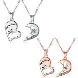 S925 Harmony 'Mother & Daughter' Heart Pendants, Luxury Cubic Zirconia Necklace Set, Perfect Motherhood Jewelry, Heartfelt Family Bonds Gift