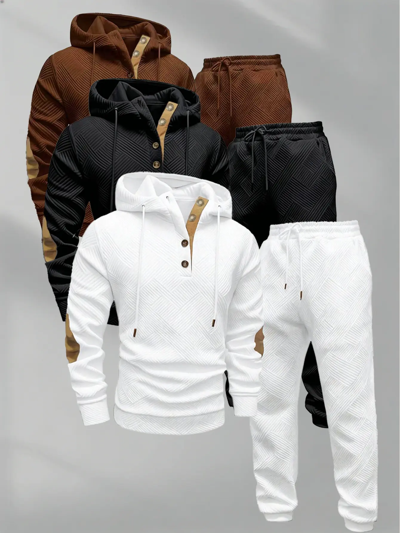 6-piece men's casual fashion set knitted jacquard sportswear and pants two-piece set Casual Comfy Sporty Sportswear Outfit