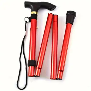 Foldable Adjustable Rubber Head Trekking Poles, Lightweight Flexible Durable Walking Cane, Hiking Outdoor Adventure Aid Tool