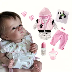 18inch Reborn Dolls, Soft Touch Doll, Lifelike Realistic Doll With Veins Hand Rooted Hair, 2 Outfits Included Halloween Christmas Gifts