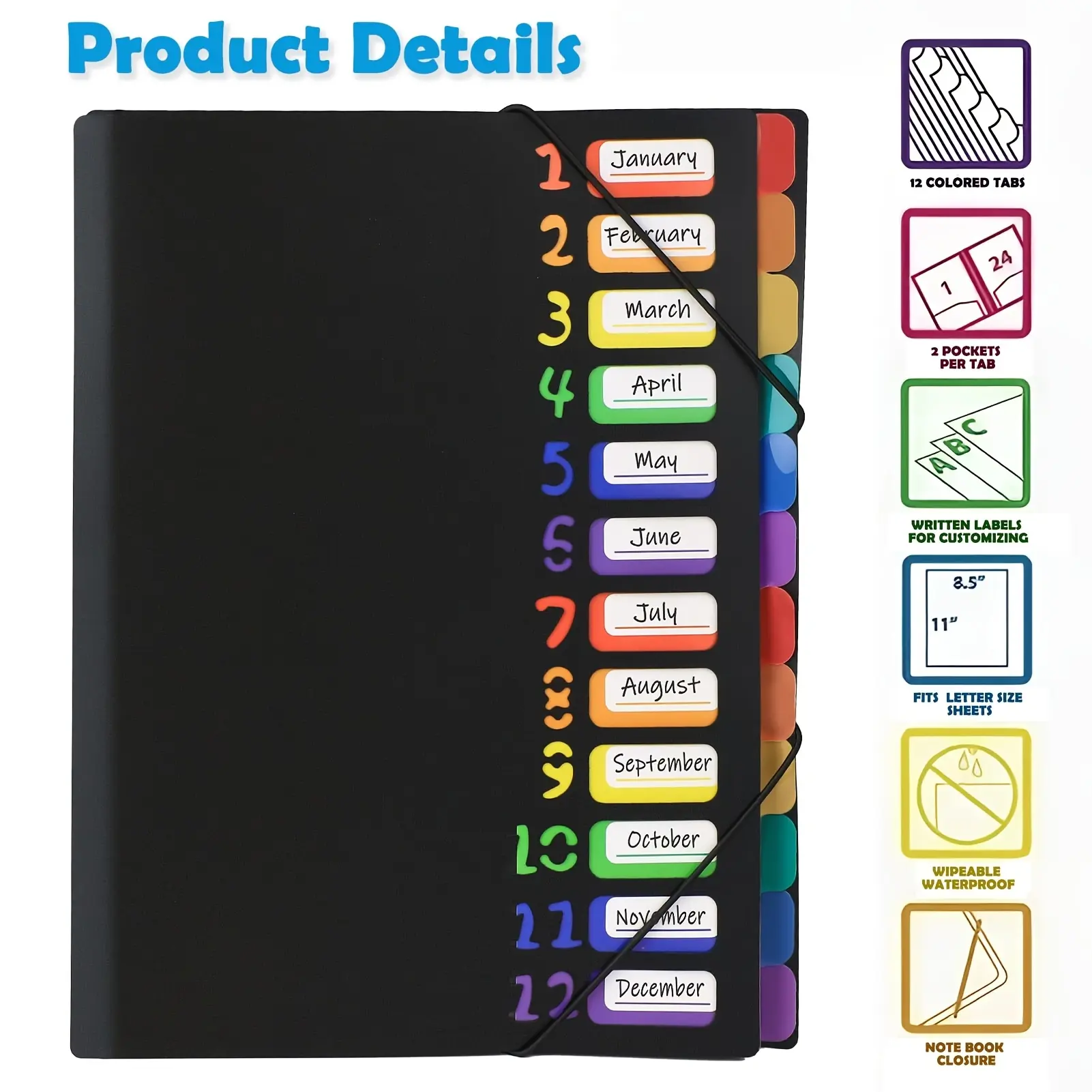 1PCS\2PCS\set Colorful Label A4 File Storage Folder with Monthly Dividers, Durable Plastic Document Organizer for School Office Home Use, Cover, Plastic File Folders, Documents Organizer, Files Organizer, Office Supplies