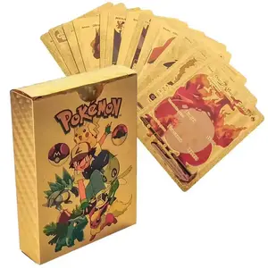 Pokemon 55pcs Game Cards English Spanish French German Pikachu Card Set Gold Silver Black Game Collector Tabletop Battle Cards
