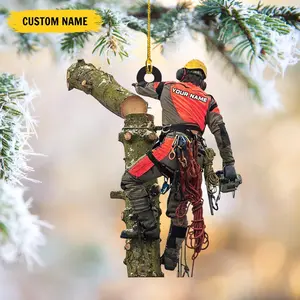Personalized Arborist Christmas Ornament, Logger Hanging Ornament, Custom 2D Flat 2025 Ornament, Tree Cutter Decor, Gift For Tree Trimmer