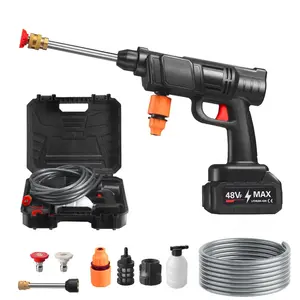 Electric Cordless High-Pressure Washer Gun Portable Cordless High-Pressure Vehicle Washer Gun Rechargeable Cordless Vehicle Cleaning Tool with Accessories Multi-Nozzle Vehicle Cleaning Tool