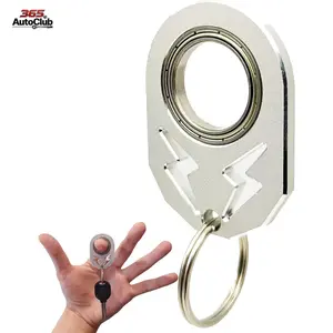 Silver Metal Fidget Spinner Keychain, Rotatable Fidget Ring Stress Relief Toy, Portable Metal Key Chain Accessory for Men, Women and Kids Daily Use