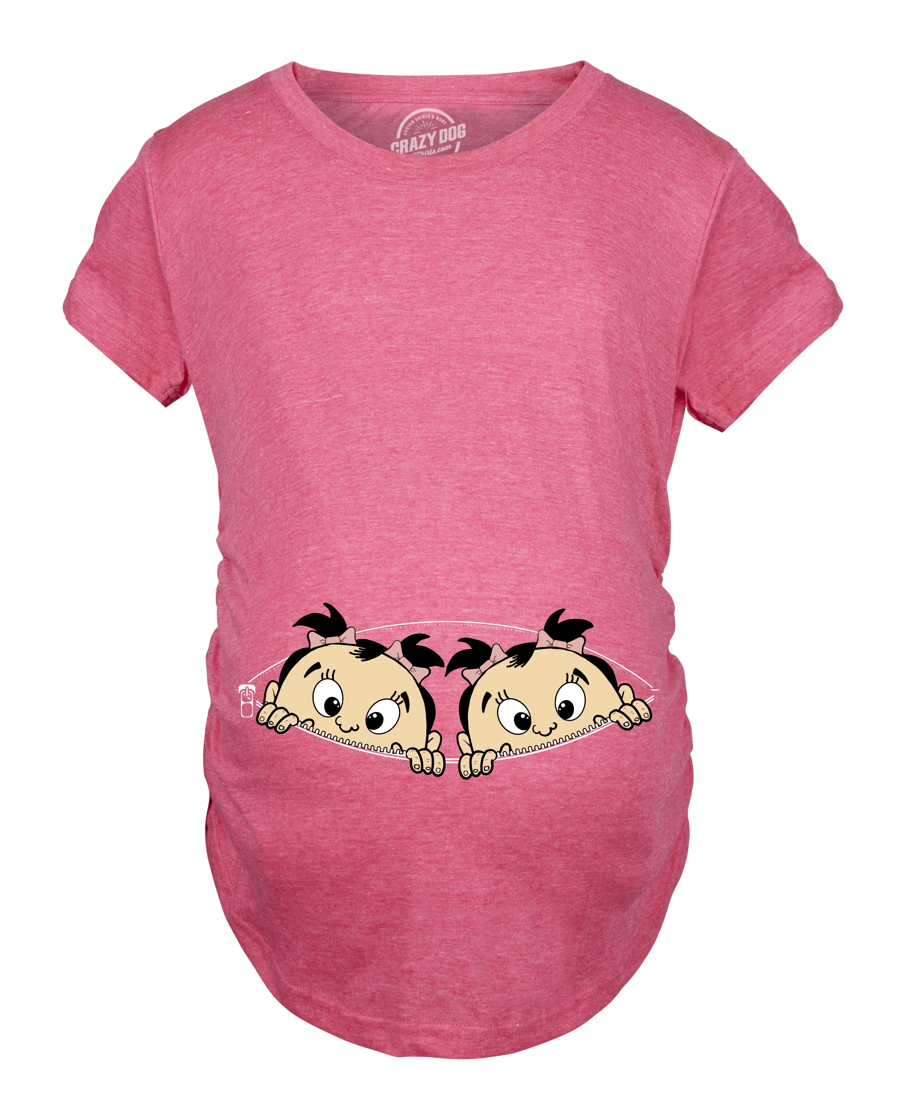 Maternity Peeking Twin Girls T Shirt Cute Adorable Pregnancy Tee for Mom to Be Funny Graphic Maternity Tee Cute Pregnancy Tees With Plus Sizes Pregnant Funny Maternity Short Sleeve Maternity Shirts Dark Grey