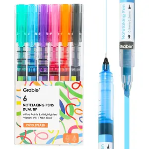 Grabie Dual-Tip Notetaking Pen Set of 6 for Office & School Supplies, stationery, highlighter, student, TikTokShopBlackFriday