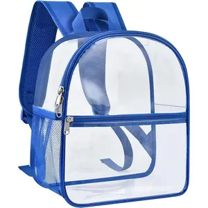 Clear Backpack Stadium Approved 12*12*6 with Reinforced and Wider Shoulder Straps, Small Clear Bag for Schools, Concerts, Work, Festivals and Sporting Events - Blue