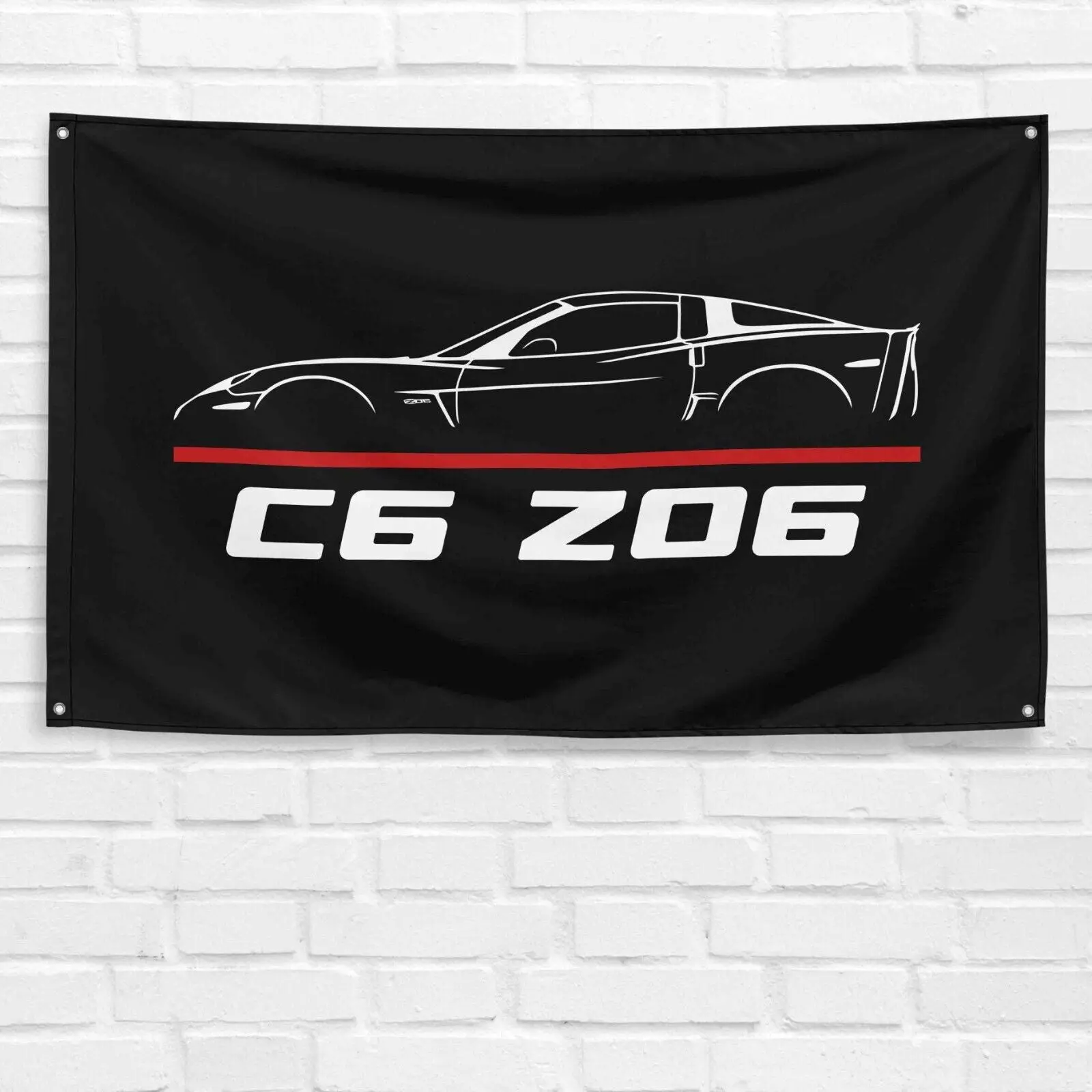 Unbranded Handmade Vibrant Synthetic Corvette C6 Z06 Decorative Banner (3x5 ft) - Single Sided, Bold Graphic, Happy Birthday Slogan, All-Seasons Decoration, Room & Wall Accents, Man Cave Gift for Dad