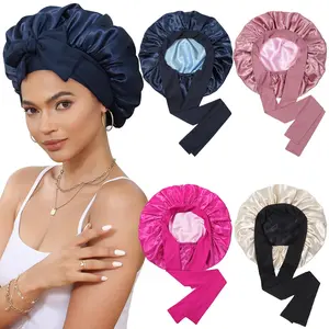 AWAYTR Reversible Satin Bonnet for Women Silk-Like Bonnets for Sleeping Hair Care Bonnet with Elastic Tie Band TikTokShopBlackFriday Double Layer Sleep Cap Hair Wrap