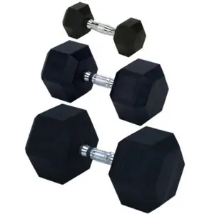 212 MAIN Rubber Coated Maintenance-Free Hex Shape Dumbbell, 65 lbs - Chrome Plating, Knurled Grip, Solid Handles for Weight Training & Fitness