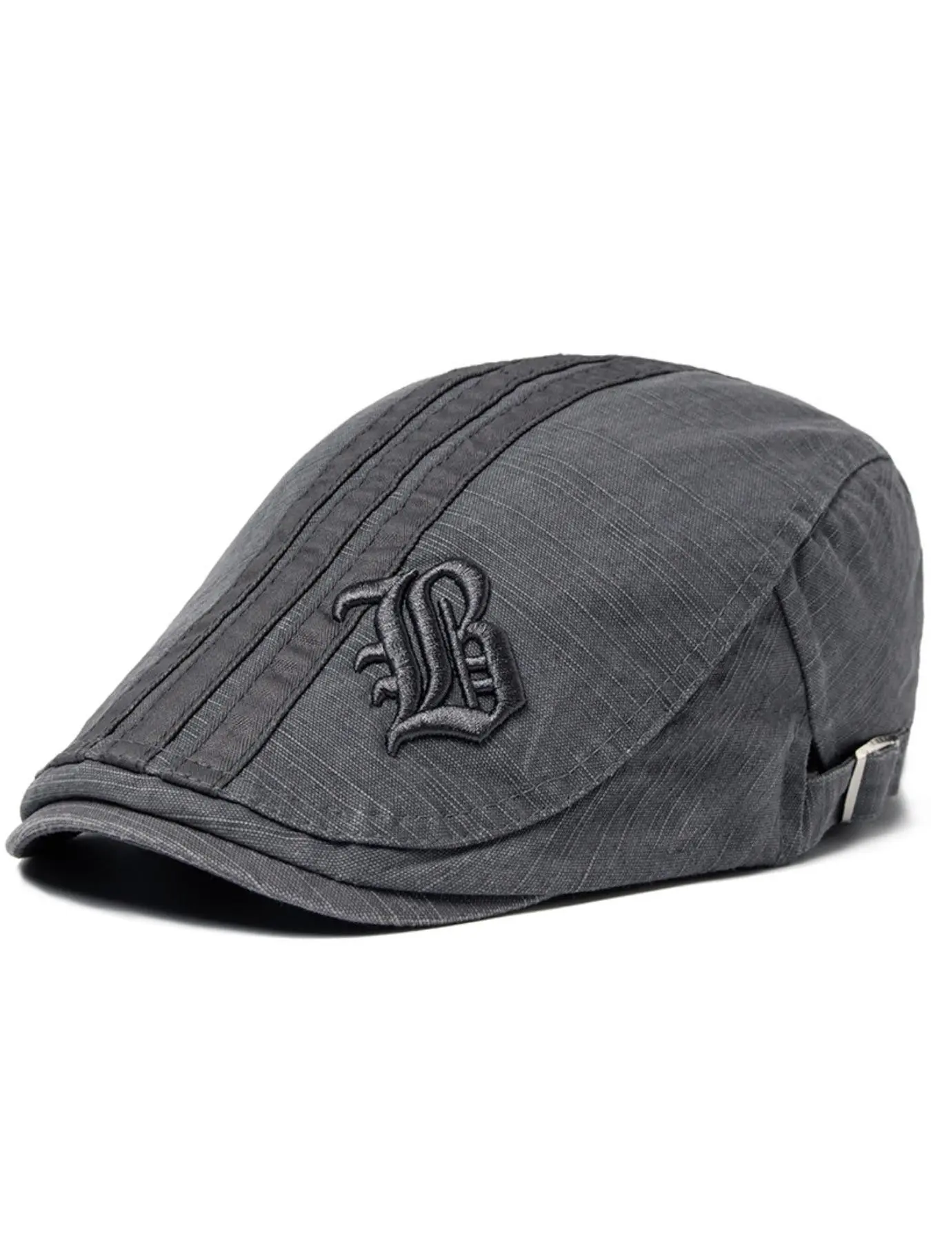 Letter Embroidery Ivy Newsboy Cap for Men and Women, Casual Solid Color Driving Flat Brim Hat Baseball Cap Adjustable
