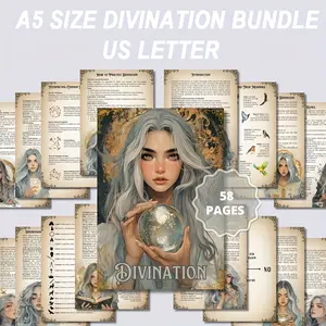 55-Page Witchcraft & Spiritual Explorer Divination Handbook - Modern Mystical Symbols, Tarot Guide, Rune Charts & Astrology Tools for Magic Practice, Intuition Development - Witch's Grimoire or Shadow Journal for Adults