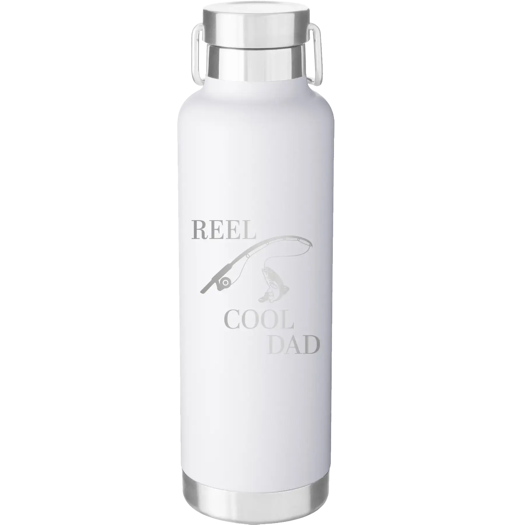 Personalized Reel Cool Dad 24 oz Water Bottle - White