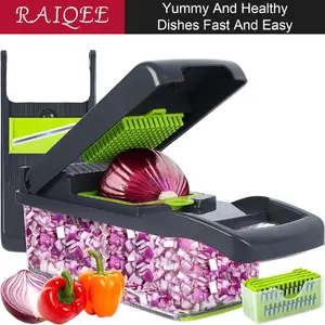 RAIQEE Multipurpose Chopper, Onion Chooper with Container- Fruits & Vegetable Cutter, Grater Peeler Chipser for Kitchen, Gadgets Utensils