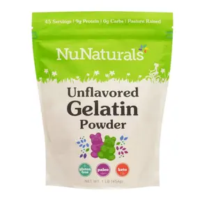 NuNaturals Unflavored Beef Gelatin Powder, Instantly Thickens, Stabilizes, and Texturizes, 1 lb
