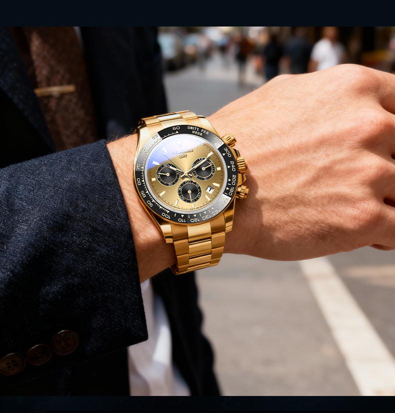 【SpringStatements】Men's  Luxury Dress Watch Business Fashion VALENTINE'S DAY GIFT  Quartz Watch Multifunctional wristwatch Chronograph QuartzMovement Luminous Date WaterResistant Boss Wristwatch for Party DailyWear Birthday Gift with Box