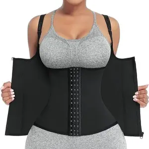 FeelinGirl Women Corset Vest Cincher Trimmer  Sport Girdle with Steel Bones Workout Shapewear with Adjustable Shoulder Strap Trainer Waist Trainer