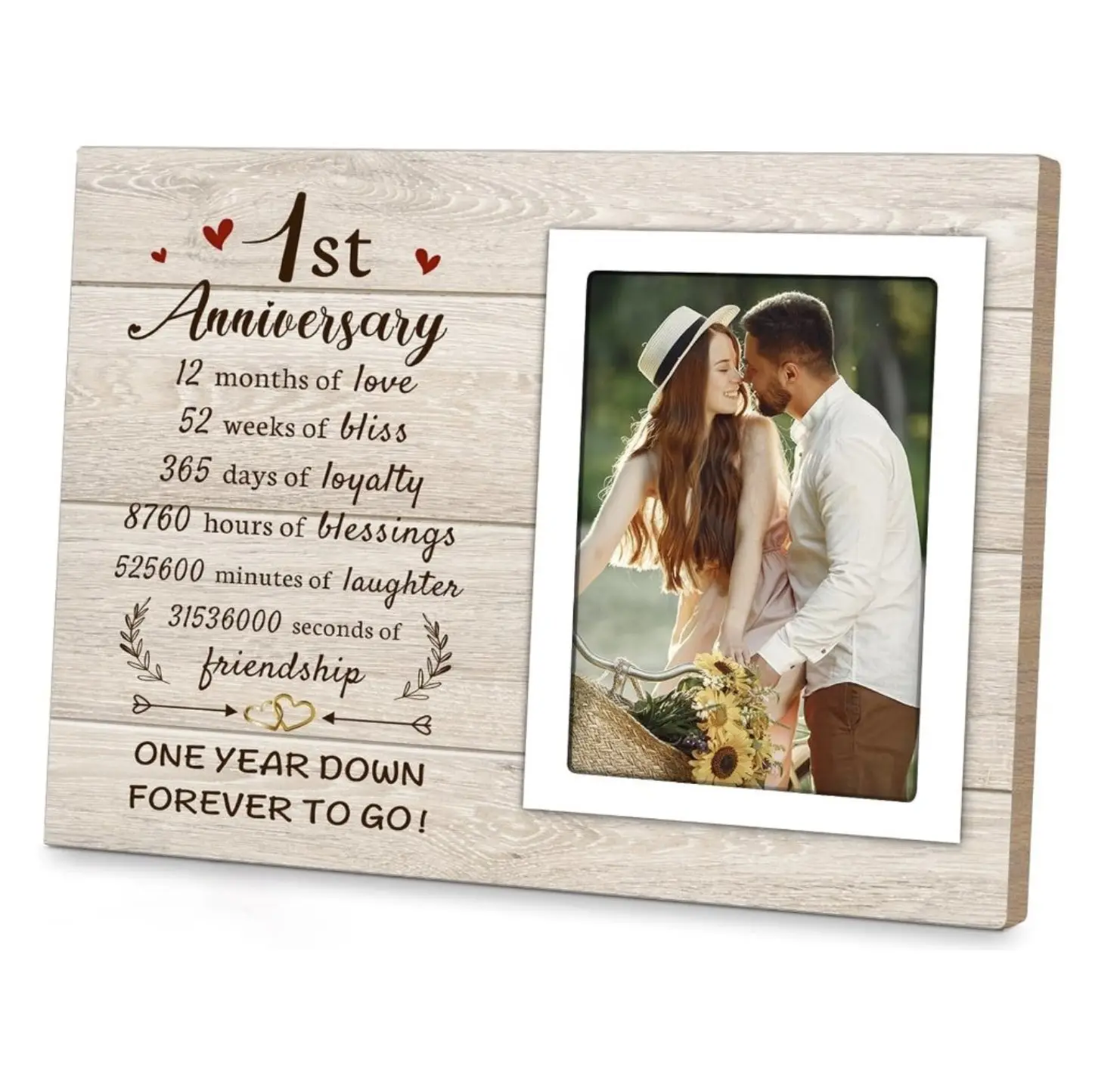 1 Year Anniversary Picture Frame, 1st Anniversary Weddding Gifts for Boyfriend Girlfriend, One Year Anniversary 1 Year Anniversary Wedding Frame, 4x6 Inch Photo