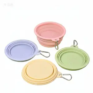 dog bowl platter (Random Color)Collapsible Dog Bowl, Portable Foldable Pet Travel Bowl for Water & Food, Lightweight Leakproof for Walking, Hiking & Camping