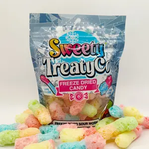 Freeze-Dried Sour Worms Candies Bonbon Bite Crunch Flavor Snack