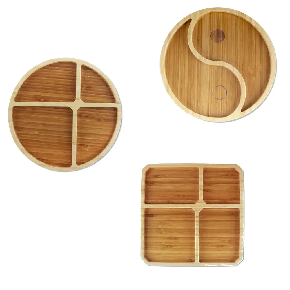 Reusable Divided Bamboo Plates