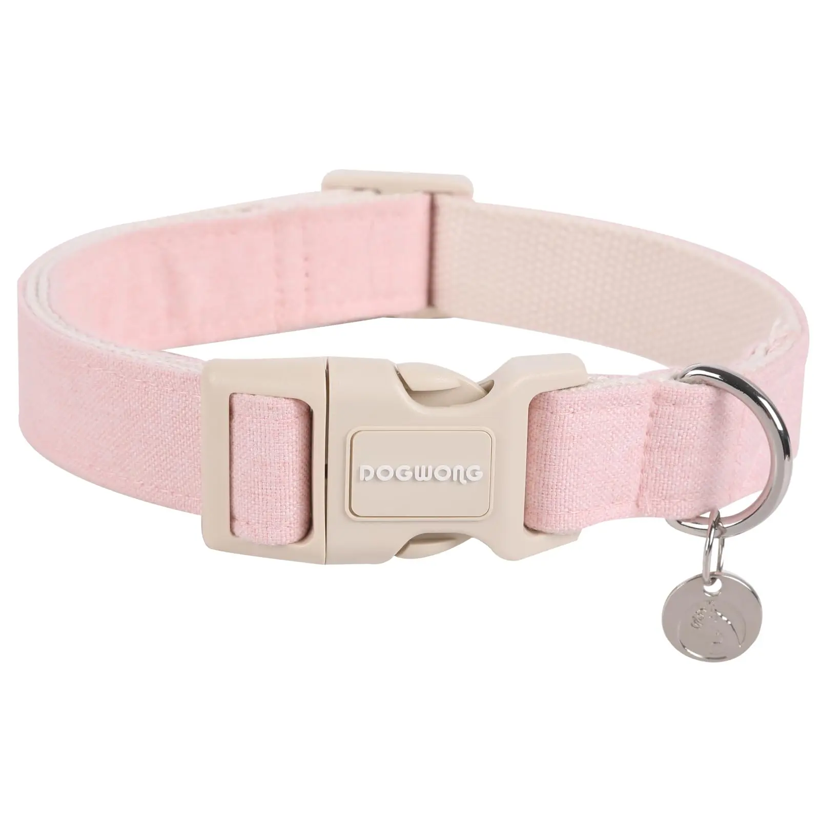 DOGWONG Cotton Hemp Dog Collar, Adjustable Soft Fabric Puppy Collar, Heavy-Duty Dog Accessory for Small Medium Large Dogs