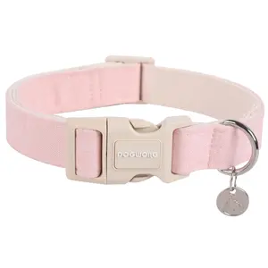 DOGWONG Cotton Hemp Dog Collar, Adjustable Soft Fabric Puppy Collar, Heavy-Duty Dog Accessory for Small Medium Large Dogs
