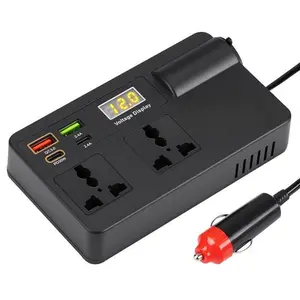 Car Truck Inverter 12V-24V to 220V with Smart Chip QC3.0 Fast Charging for Laptops Tablets & Phones USB Ports Included Wireless Carplay Adapter