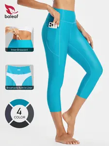 BALEAF Women's 20" High Waisted Swim Pants Long Swim Capris UPF50+ Swimsuit with Liner and Pockets