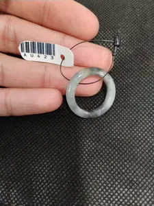 Natural Grade A Jadeite Jade Ring | Authentic Burmese Jade Band | Silver Grey w/ Hint of Yellow | Size US 8.5