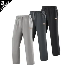 3PACK Men'S Solid Loose Sweatpants,95% Polyester Athleisure Trousers, Versatile Year-Round Sports Trousers,Lightweight Soft Fabric, Comfortable Casual Gym Wear, Mens Clothing Polyester Clothes,Loose Casual Sweatpants