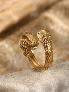 18K Gold-Plated Customizable Snake-Shaped Open-Band Ring— Unisex Couple's Ring - Versatile Everyday Accessory | Perfect for Parties and Gatherings