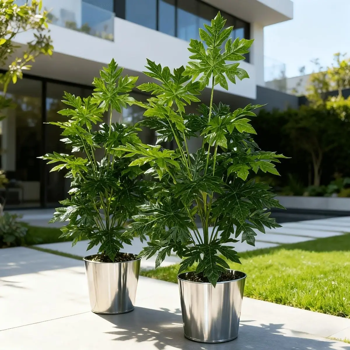 115cm High Realistic Papaya Tree, Ultra-Real Leaves, No Maintenance, Evergreen, Vibrant Tropical Plants, Decorative Houseplant, Ideal for Home Decor, Office Display, Brand Exhibits, Indoor/outdoor Use, Potted Indoor Plants