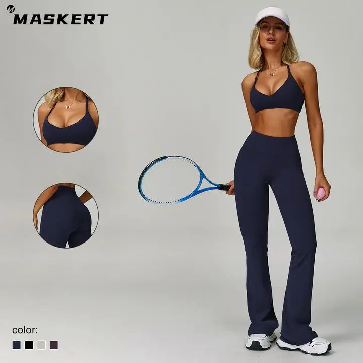 MASKERT Women's 2-Piece Sports Set, Quick Dry Tank Top & Running Leggings, Soft Comfortable Everyday Active Workout Wear for Summer Fitness Training