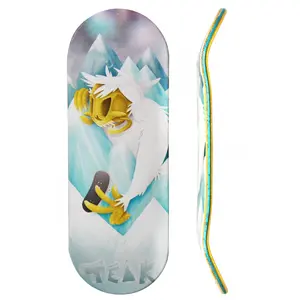 Flow Series Wooden Deck - “Yeti Peaks” Graphic by @pov_obs - 34x96mm with Colorful Plies