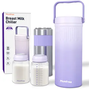 22oz Portable Breast Milk Cooler for Breastmilk Storage, Liquid Gold Saver 360° Cooling Keeps Milk Fresh for 24 Hours, Larger Capacity Breastmilk Chiller with 2pcs Bottles for Outdoor Mom