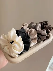 Women's Elegant Solid Color Hair Tie, 5 Counts Casual Plain Scrunchie for Daily Hair Decoration, Ponytail Holder for Girls