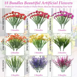 18pcs Realistic Spring Artificial Flowers, Lavender, Plastic, UV Resistant, No Maintenance, Ideal for Outdoor Garden, Indoor Table, Wedding Decorations
