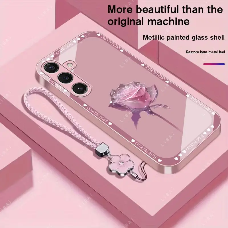 Suitable for [Galaxy S24 Plus] Brand new premium phone case,  Free four-leaf clover lanyard，drop-proof and fingerprint-resistant，simple and elegant design，multiple colors available YM99