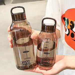 Minimalist Transparent Plastic Water Bottle with measurement marks , Leak-Proof, High-Temperature Resistant, Portable Tumbler for School, Home, Office, Car cup，Travel， Outdoor & hiking, Convenient Carry, Durable and Stylish for Everyday Use
