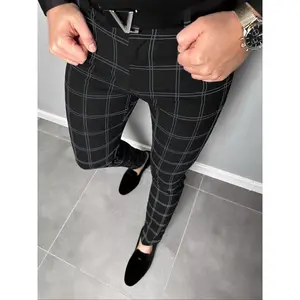Men's plaid printed button slim fit pants, four season business casual pocket design pants, men's work underwear, office daily wearRAIMENTRY