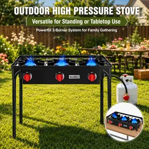 [SummerVibes] BESTFIRE 225K BTU Triple Burner Propane gas Stove High Pressure & Fast Heating – Portable with Detachable Legs/ Windpanel for Outdoor BBQ, Home Brewing & Frying backyard cooking tiktokshopspringglowup picnic cooker barbecue turkey