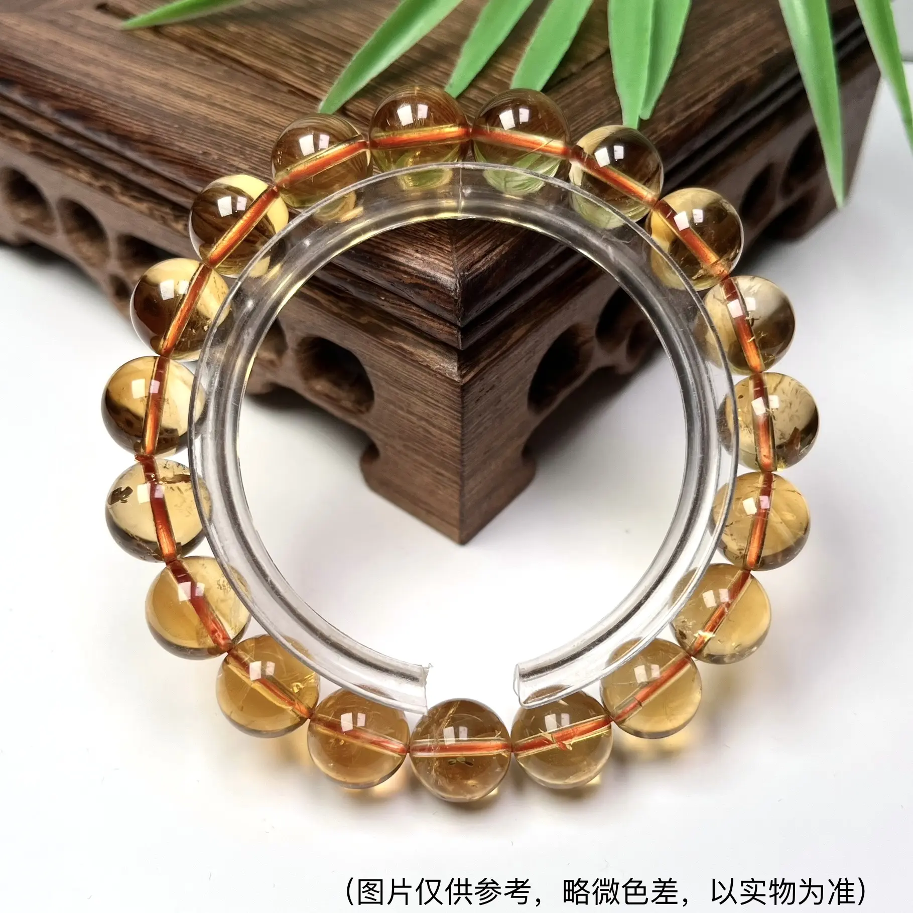 Natural High-Clarity Brazilian Citrine Round Bead Stretch Bracelet - Transparent Look Citrine Quartz Unisex Daily Wear Natural Crystal Jewelry Accessory
