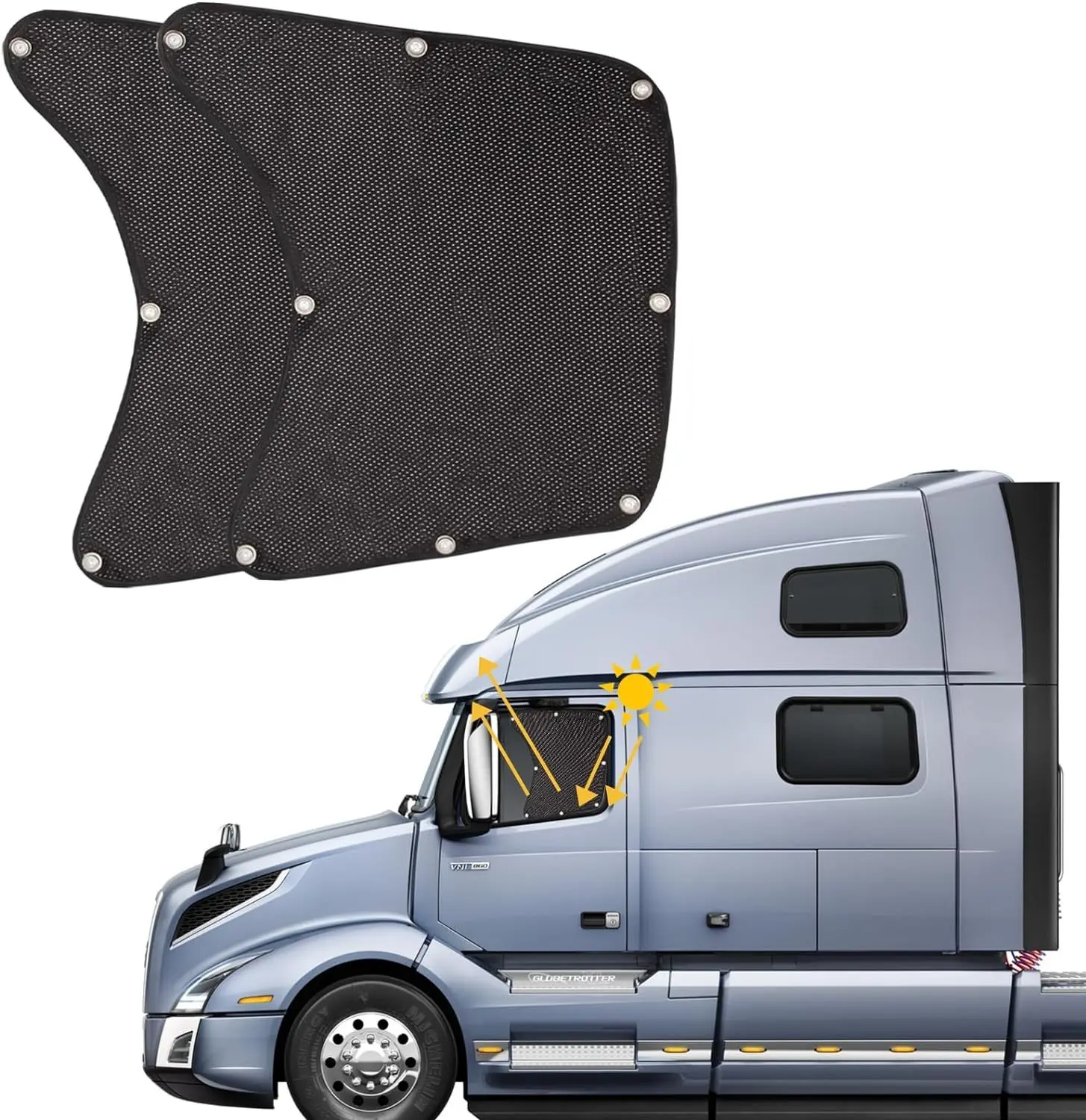 Exterior Net Sunshade for Semi-Truck Side Windows, 23.6x21.6in Automotive Exterior Accessory, Car Sun Shades Outside Fit for RVs, Car Sun Shades Outside Car