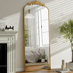 64x 21 vintage full length mirror large carved arched mirror with metal frame baroque full body mirror for bathroomliving roomentrywaygold