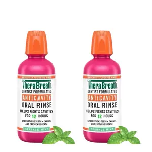 TheraBreath Oral Care Anticavity Mouthwash, Mouthrinse, Sparkle Mint, 16 fl oz 2 Ct